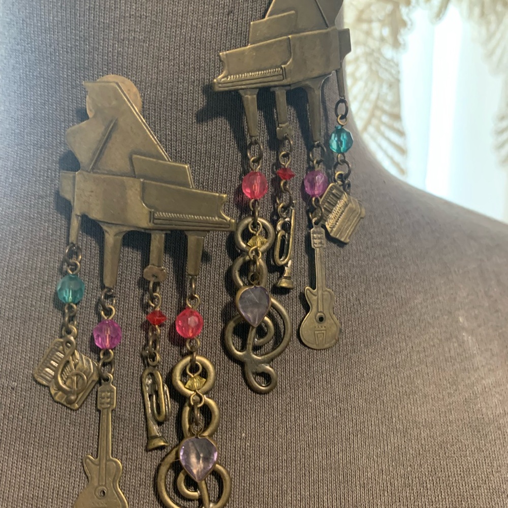 Flat, matte, gold, multicolor jewelry pierced earrings